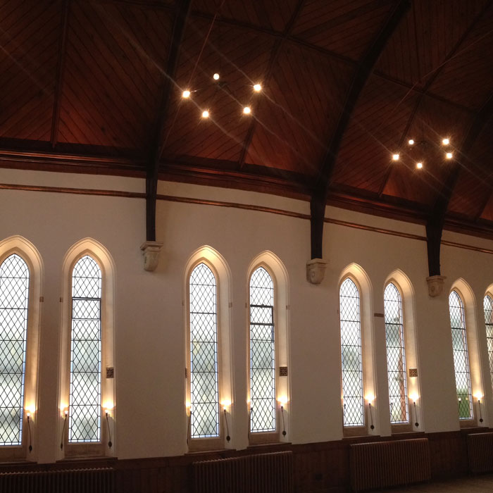 Bespoke Window & Ceiling Lights - Event space, The Art Shop & Chapel, Abergavenny